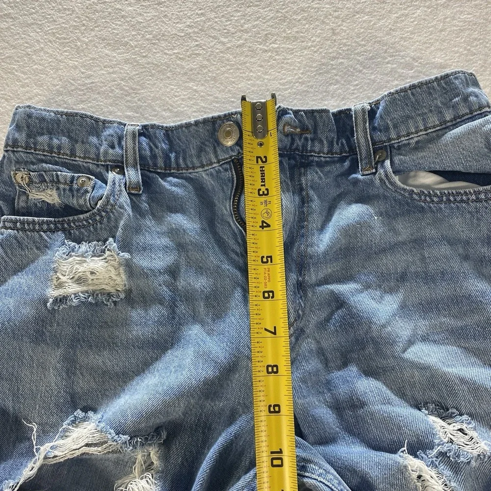 Aeropostale Womens Jeans Blue Denim Mom Jean Distressed Destroyed Cotton 10